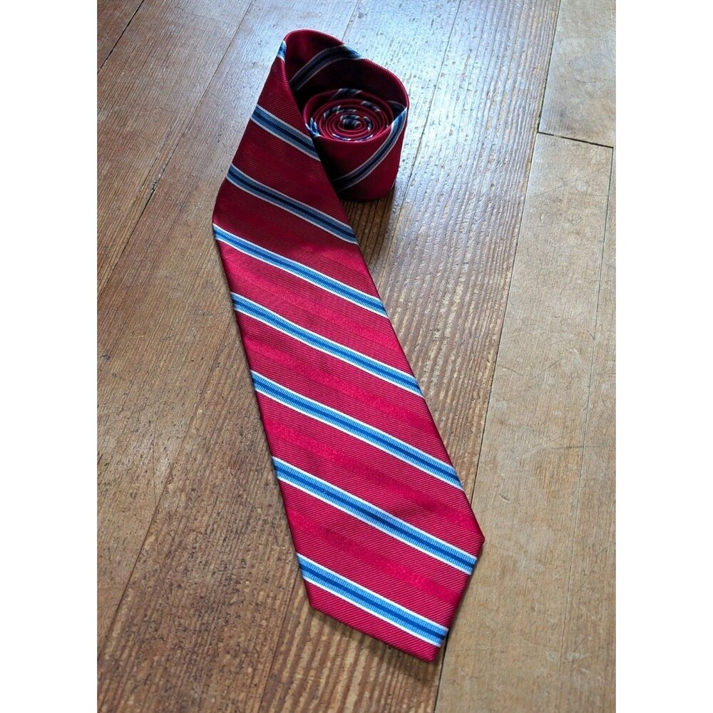 Brooks Brothers 346 Silk Tie Repp Stripe Red Blue Diagonal Necktie Business Suit